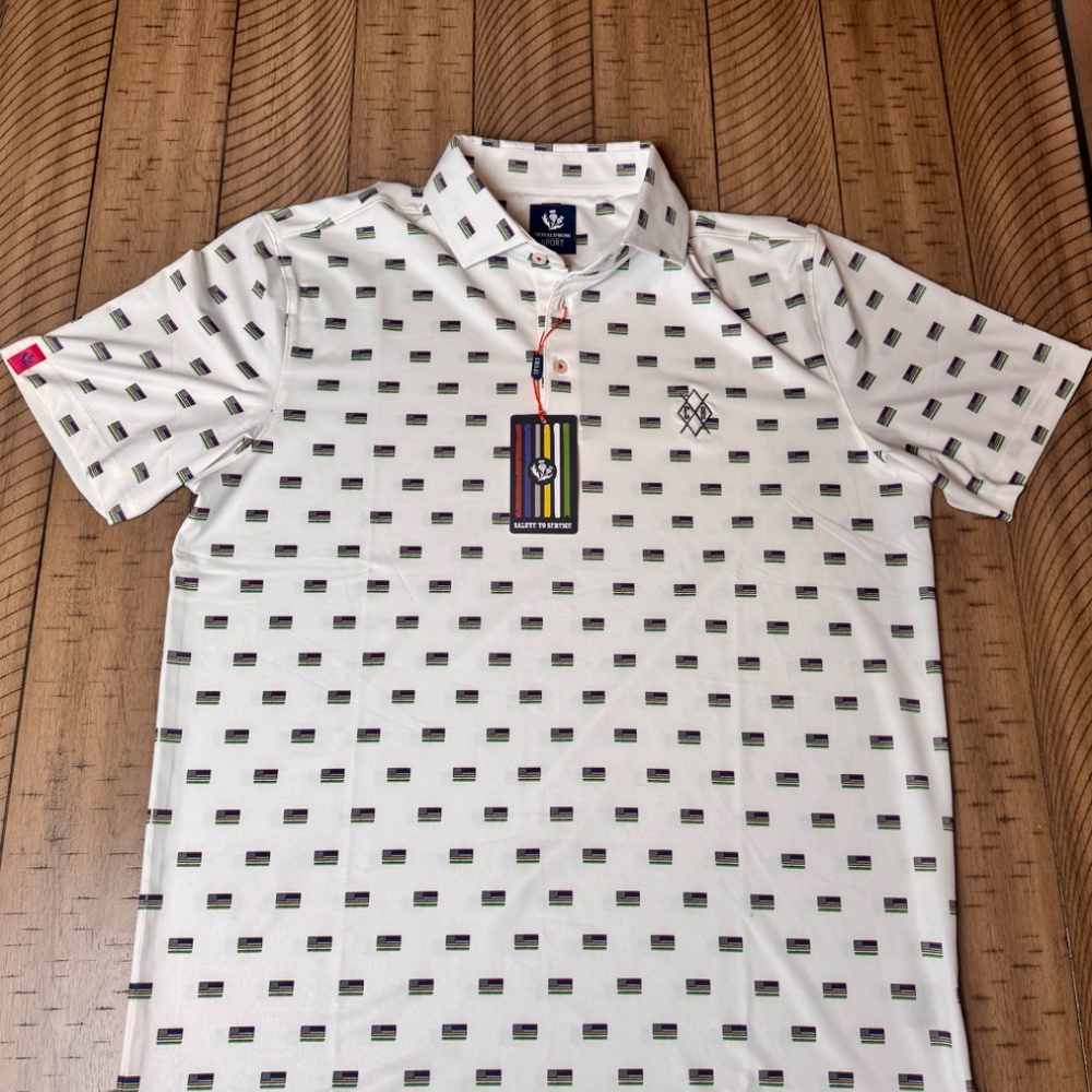 Donald Ross “Salute to Service” Golf Polo – Medium  – NWT – White Patriotic